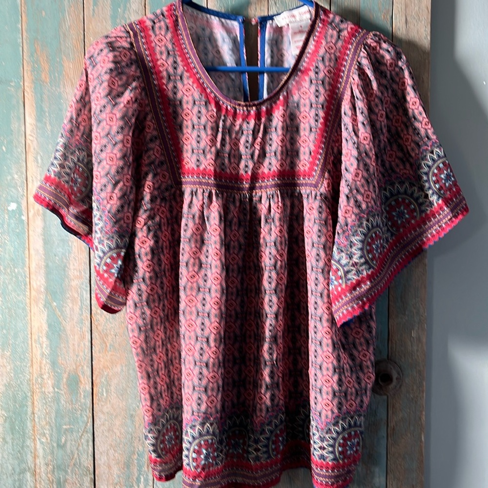 Flying Tomato women’s small sheer short sleeve blouse